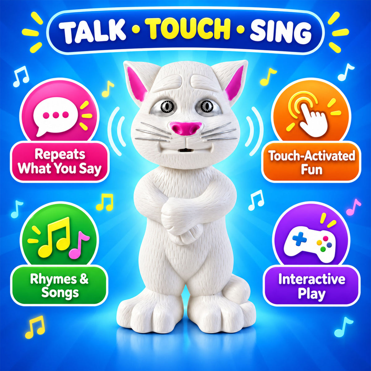 Interactive Mimicking Cat Toy that Repeats What You Say (1 Pc)