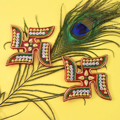 Swastik Decorative Sticker – Traditional Acrylic Pooja Décor Set