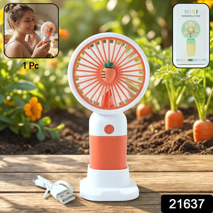 Mini handheld fan in use