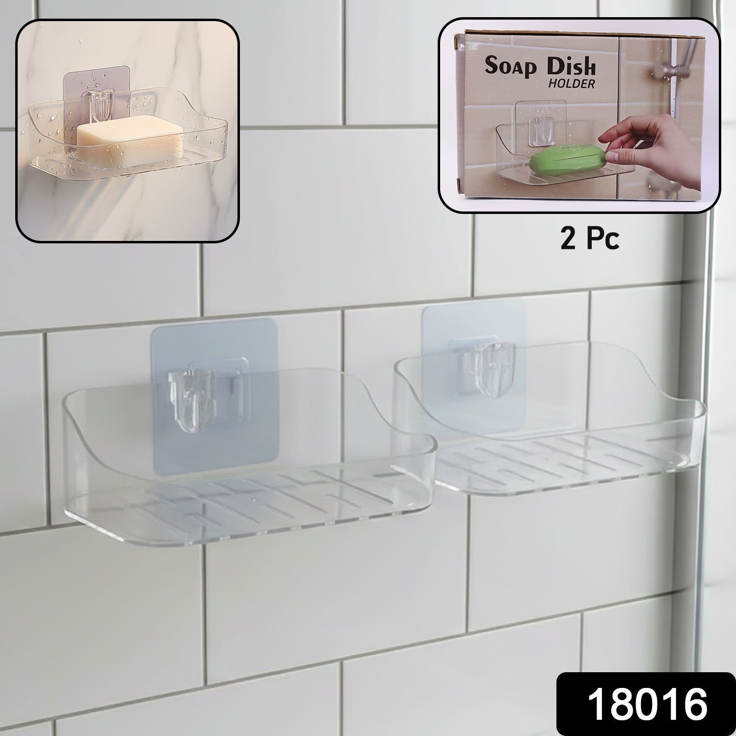Wall-Mounted Transparent Soap Dish Holder Set
