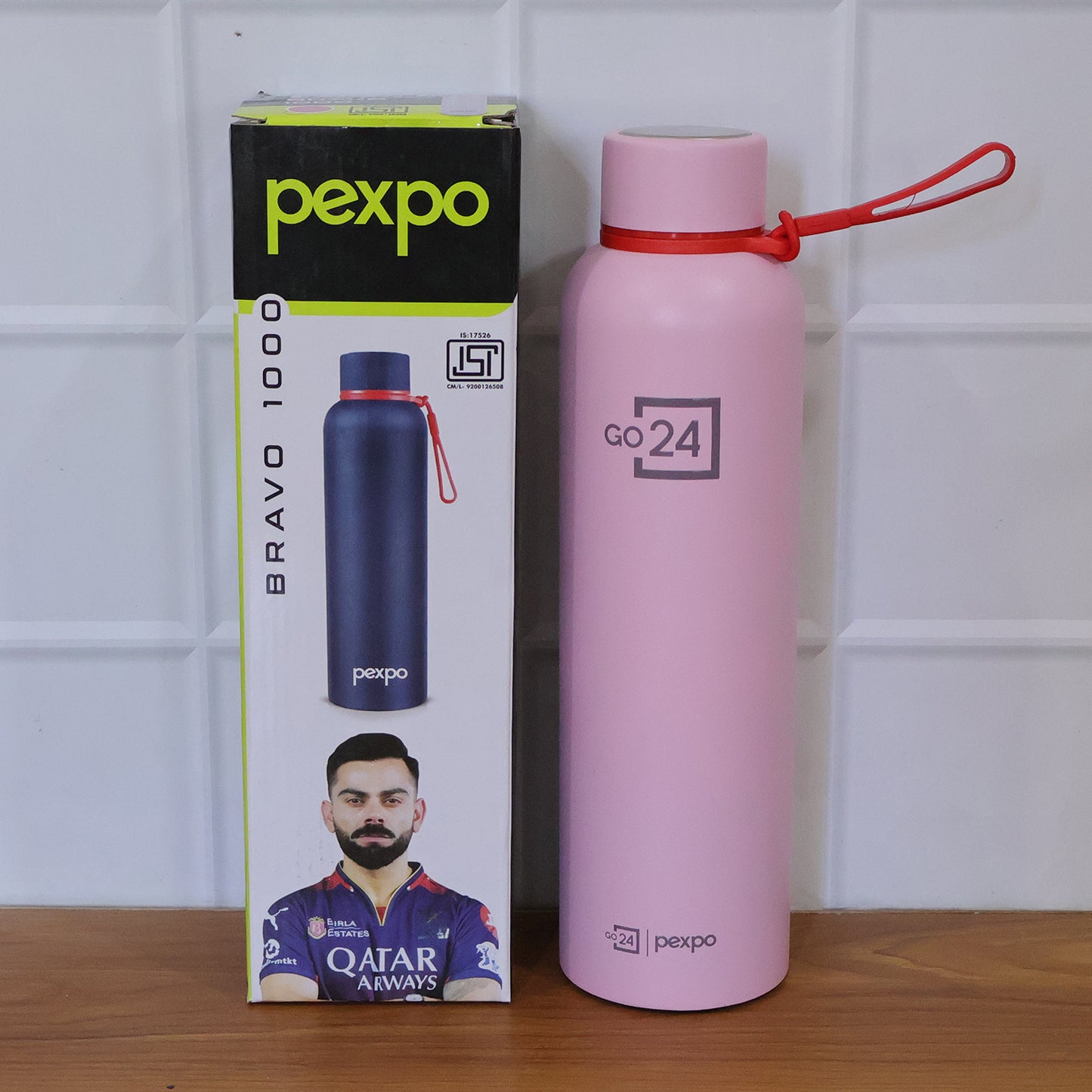 Pexpo Bravo Vacuum Insulated Hot & Cold Stainless Steel Water Bottle 1000 ML