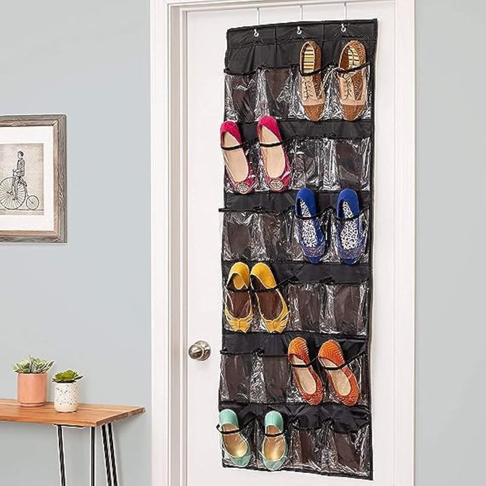 24 Grid Over the Door Shoe Organizer Rack Hanging Storage Space Saver (1 Pc)