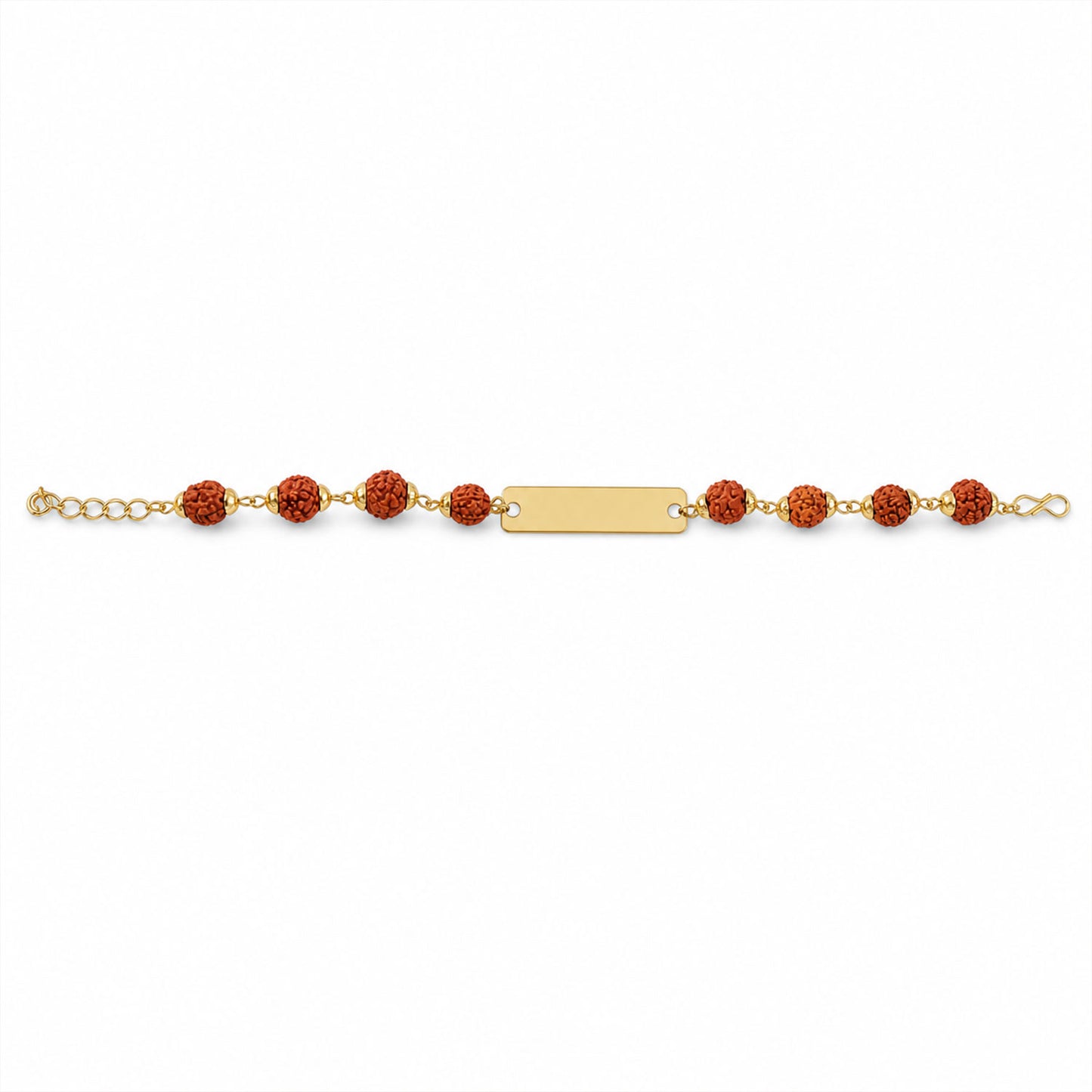 Customized Rudraksha Bracelet Golden Plate Engraved Name (1 Pc)