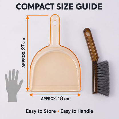 Plastic Dustpan and Hand Brush for Kitchen and Everyday Surface Cleaning (2 Pc Set)