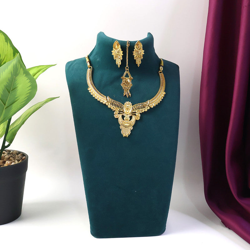 Royal Leaf Crest Choker Necklace Set – Stunning Traditional Jewellery for Weddings & Festivals