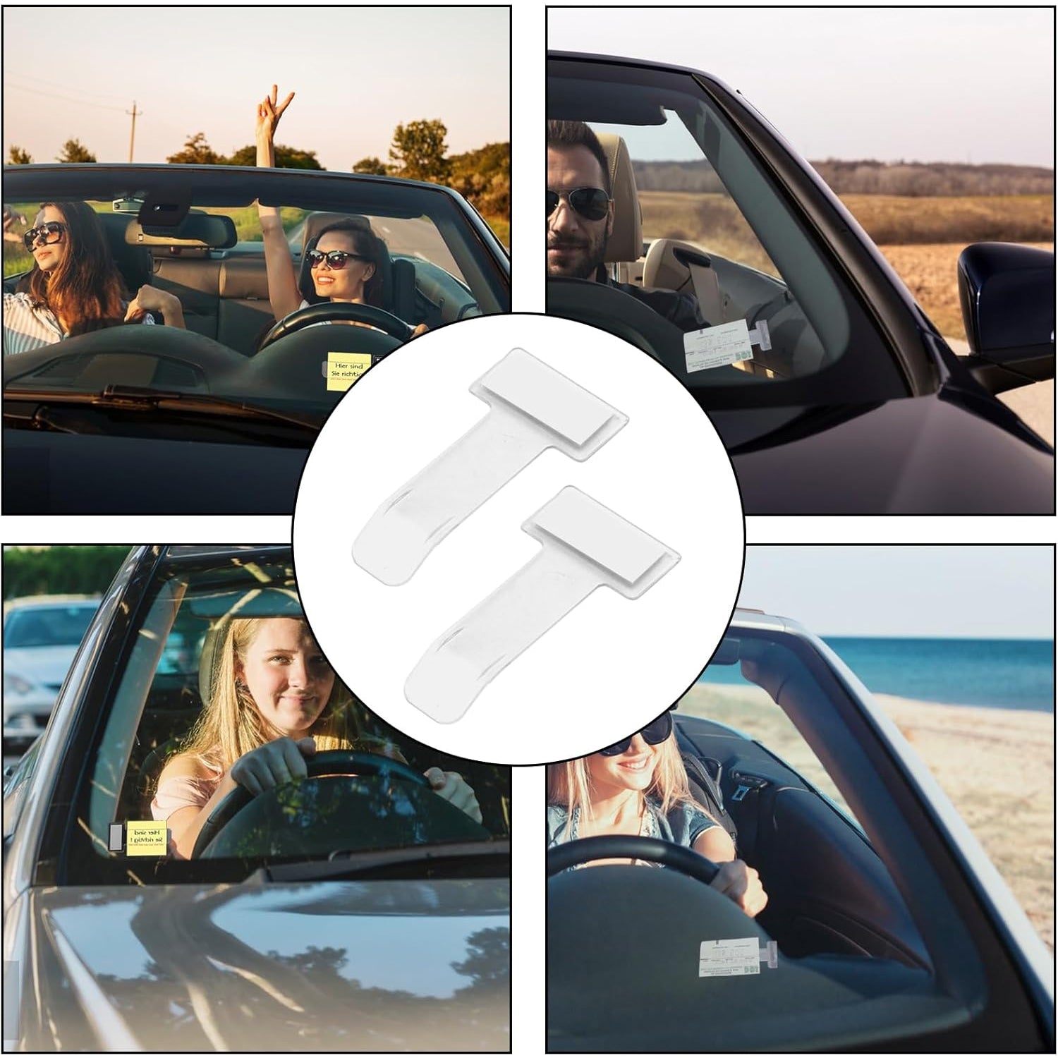 Windscreen cardholder, Fastag Stand, Transparent Ticket Holder Car (2 Pc Set)