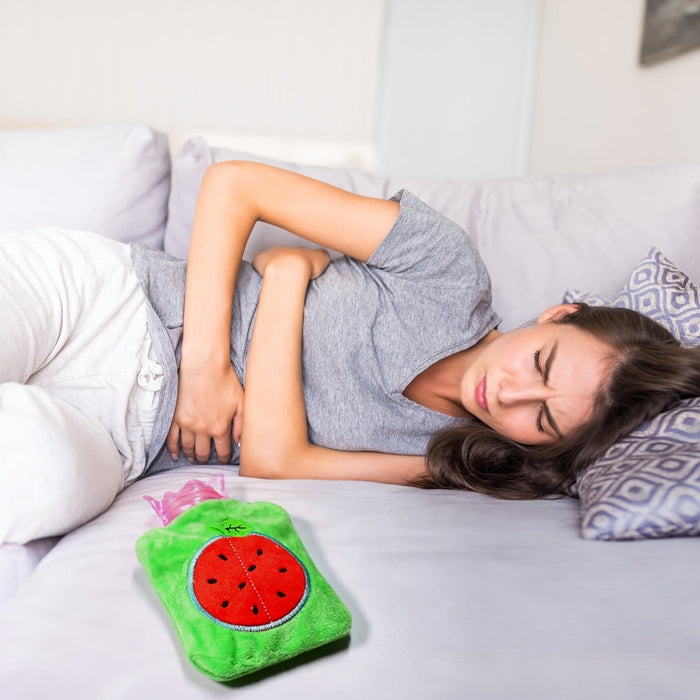 Watermelon small Hot Water Bag with Cover for Pain Relief, Neck, Shoulder Pain and Hand, Feet Warmer, Menstrual Cramps.