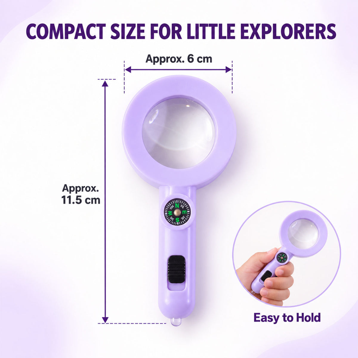 Handheld Magnifying Glass with LED Light and Compass for Nature Exploration (1 Pc)