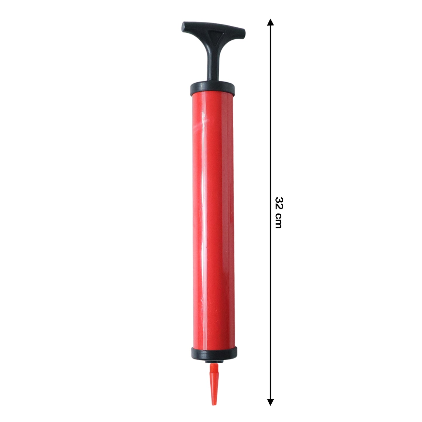 Plastic ball pump in sports equipment setup