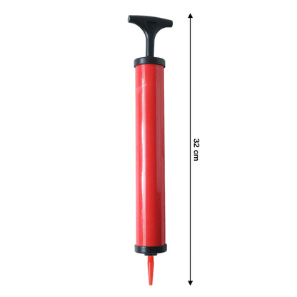 Plastic ball pump in sports equipment setup