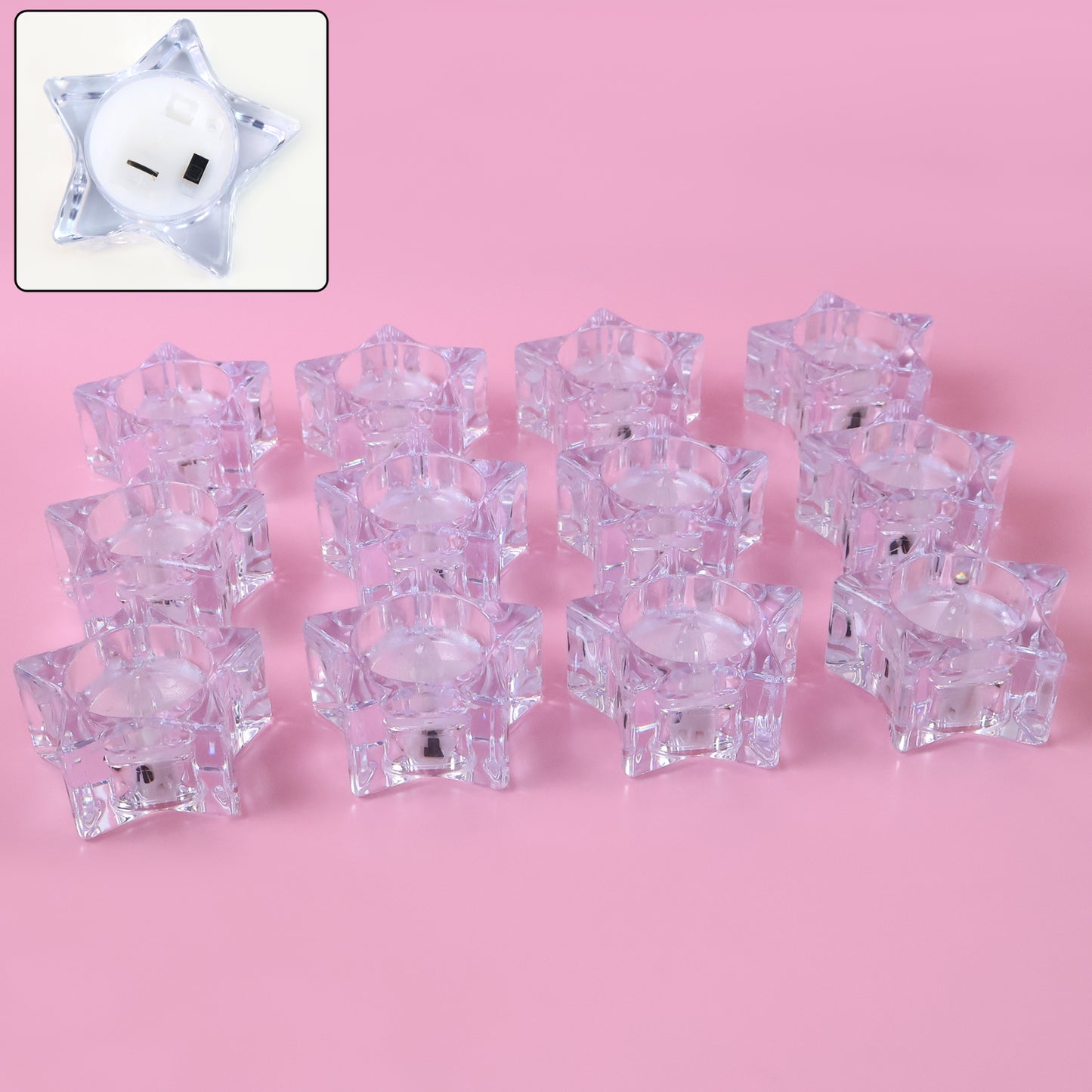 Set of 12 LED Crystal-Effect Flameless Smokeless Candles