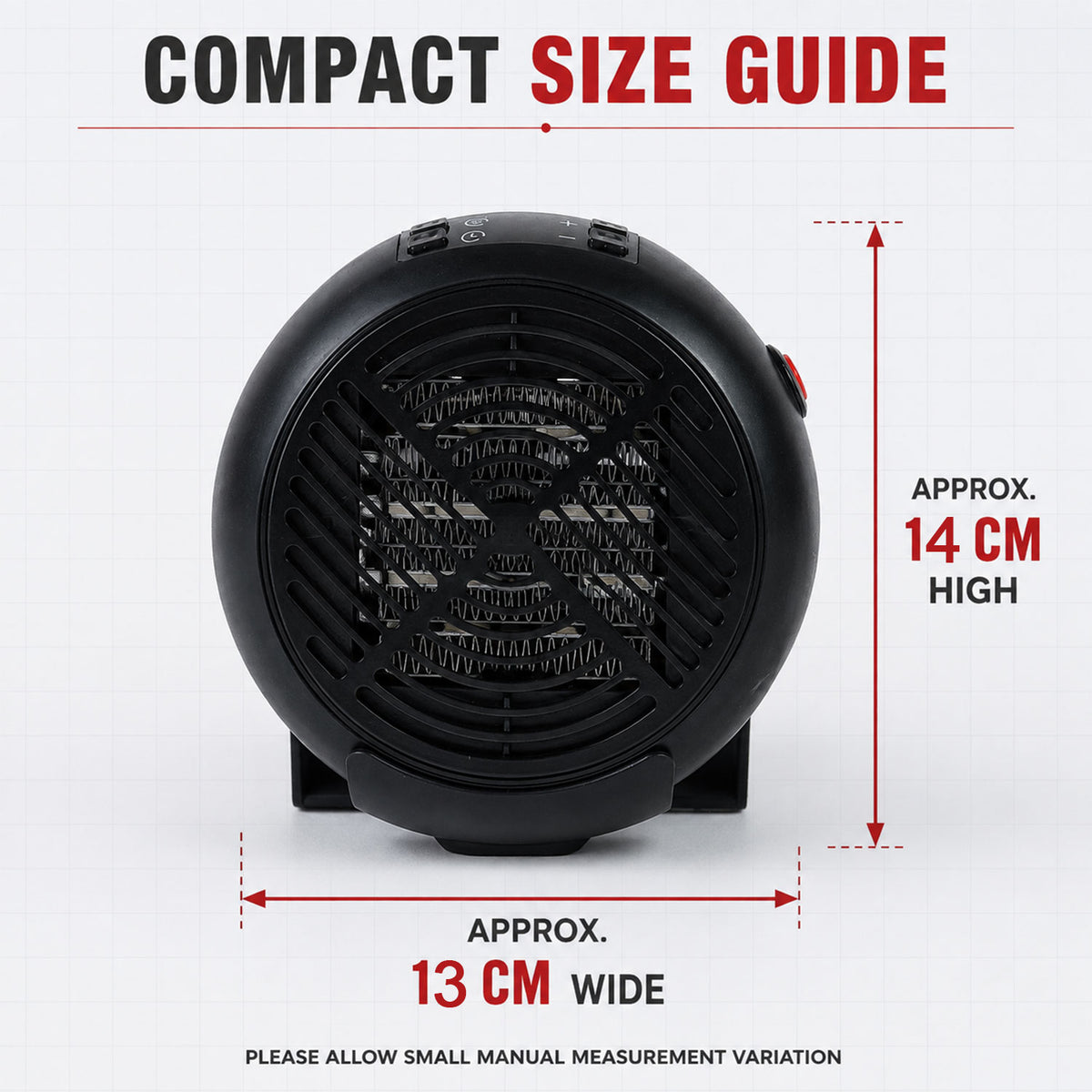 Compact room heater dimensions