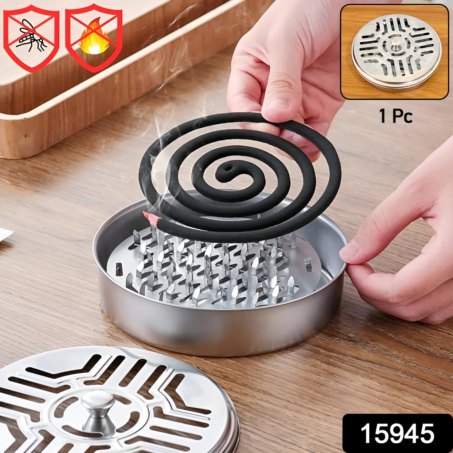 Mosquito coil holder with smoke vent
