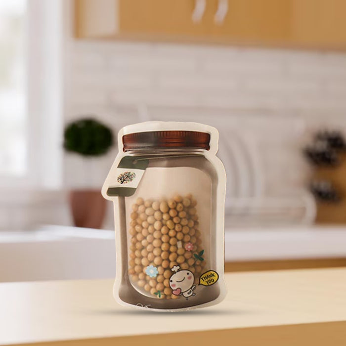 Plastic Transparent Small Jar Shaped Pouch With Zipper (1 Pc)