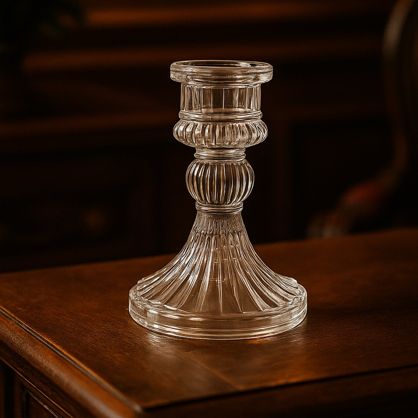 Elegant Crystal Glass Candle Holder Stand (1 Pc)