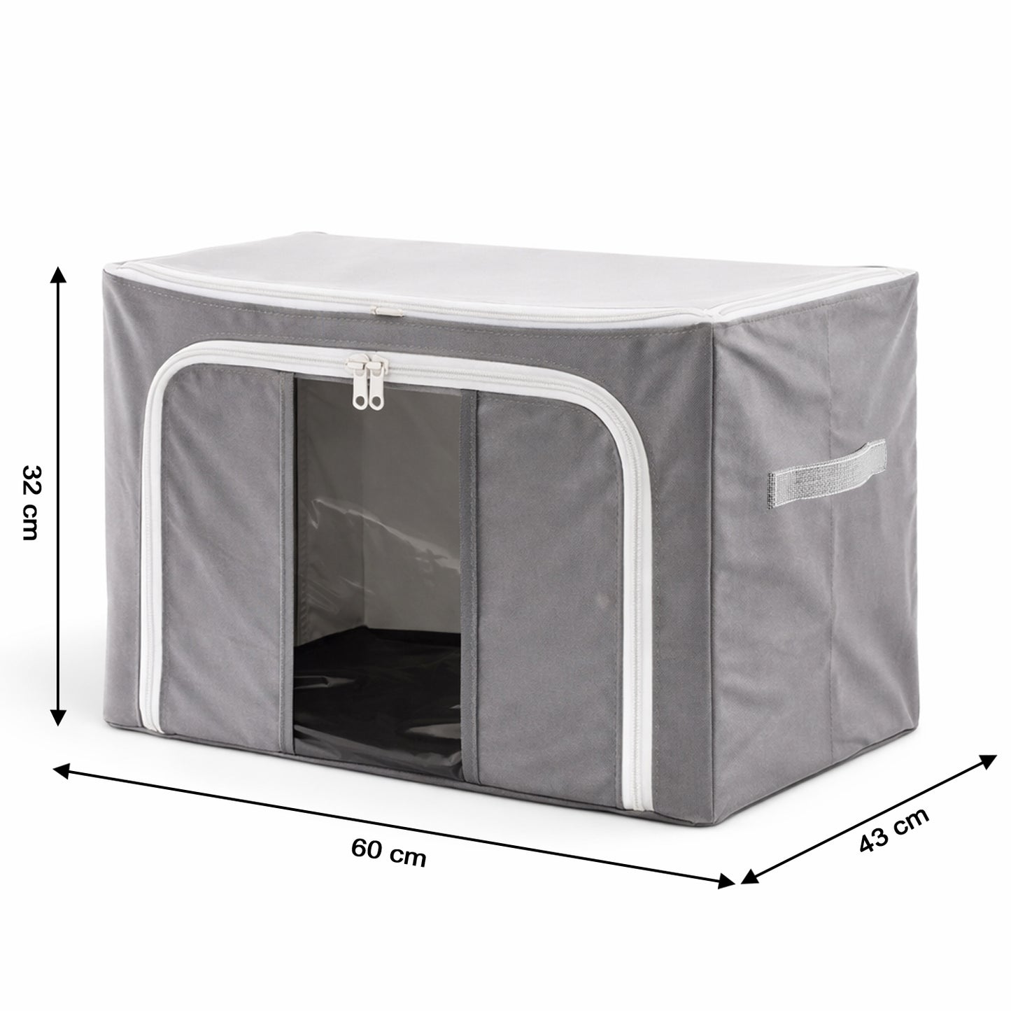 Foldable Steel Frame Clothes Storage Organizer Bag 60x43x32cm (Mix Color)