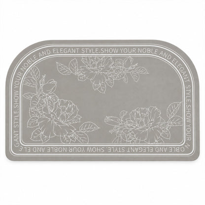 Absorbent Bathroom Mat, Half Round Floral Print Quick Dry Mat (1 Pc, 50x80 Cm)