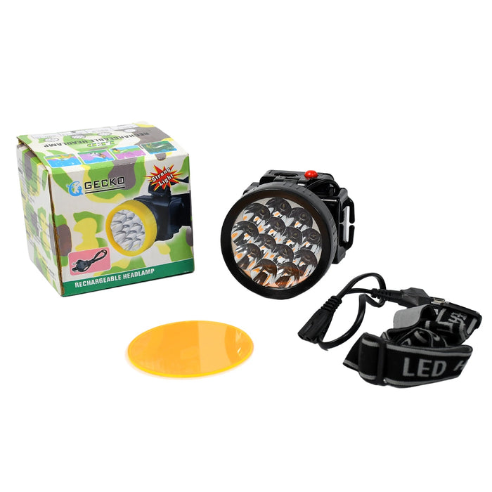 HEAD LAMP 13 LED LONG RANGE RECHARGEABLE HEADLAMP ADJUSTMENT LAMP USE FOR FARMERS, FISHING, CAMPING, HIKING, TREKKING, CYCLING