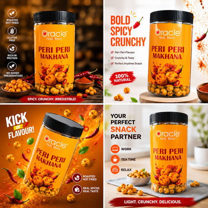 Peri Peri Makhana Premium Spicy Roasted Crunchy Fox Nuts Real Bold Tasty Spices (75g)