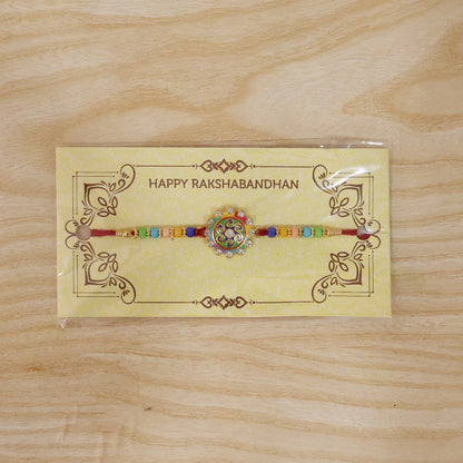 Premium Designer Rakhi with Multicolor Beads & Stone Centerpiece