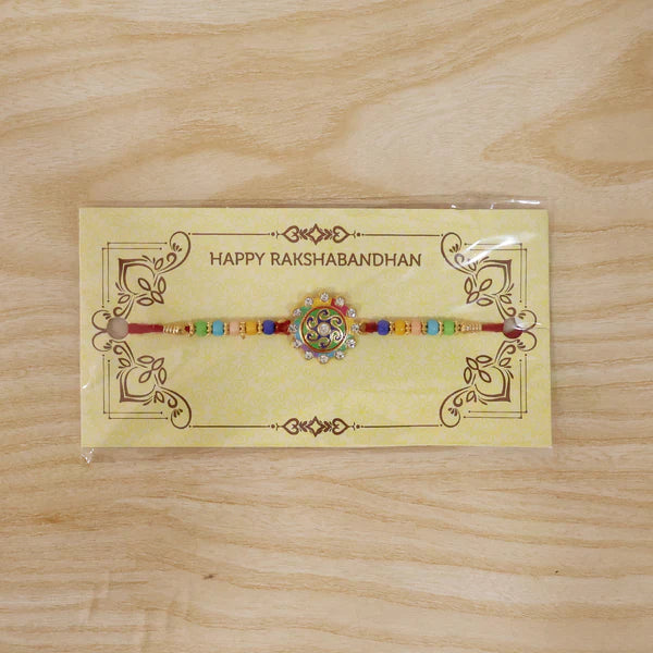 Rakhi – Elegant multicolor beads & stone centerpiece for Rakshabandhan