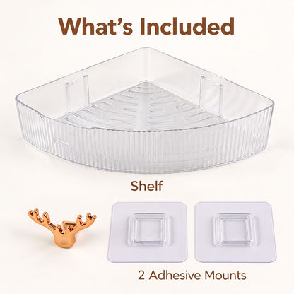 Apex Transparent Corner Rack with Adhesive Mounts for Bathroom Storage Shelf (1 Pc)