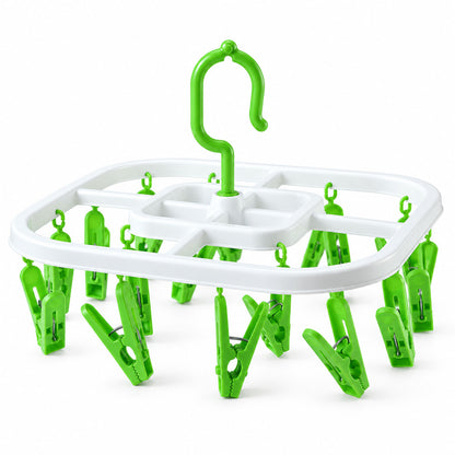 Plastic Clip Hanger Drying Rack with Detachable Hook for Socks and Small Clothes (1 Pc)