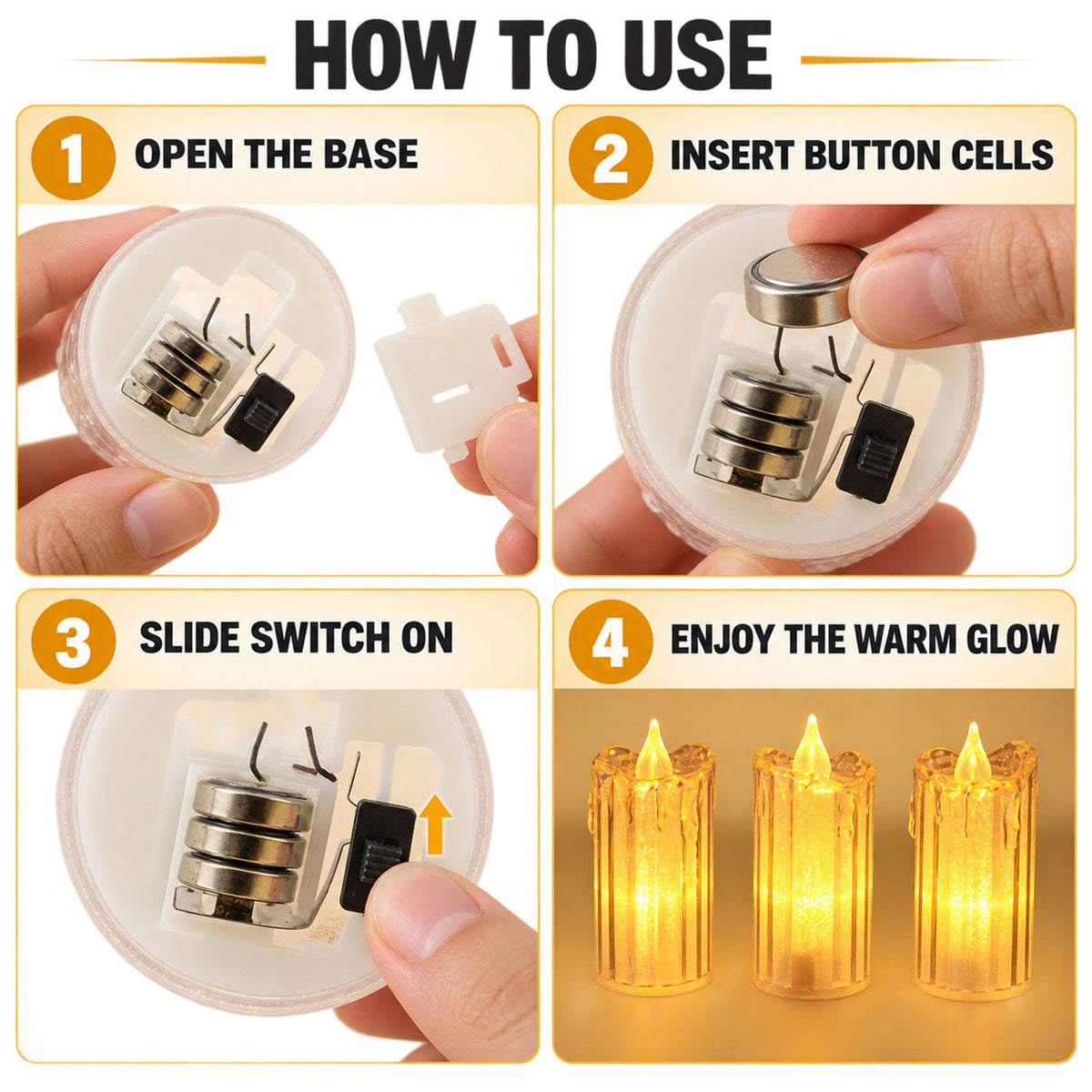 Decorative Flameless LED Candles with Warm Glow for Home and Events (3 Pc Set)