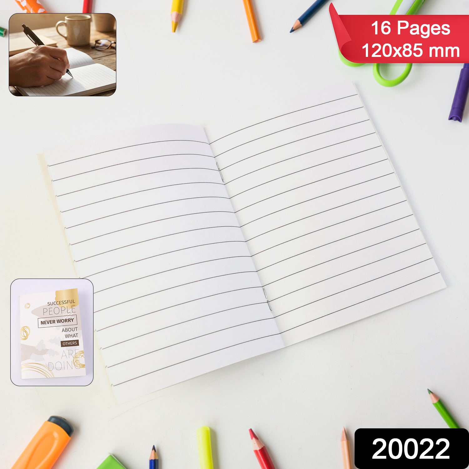 Ruled pages of compact notebook
