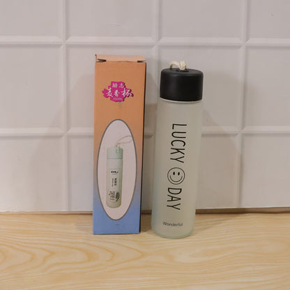 Premium Frosted Glass Water Bottle with Leak Proof Lid (350 ML)
