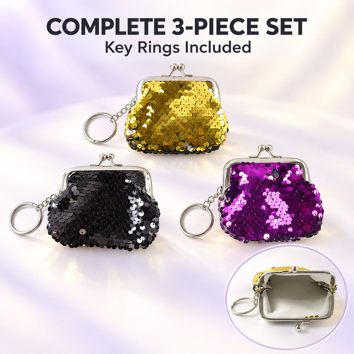 Mini Coin Purse Keychain for Travel with Clasp Closure (1 Pc)