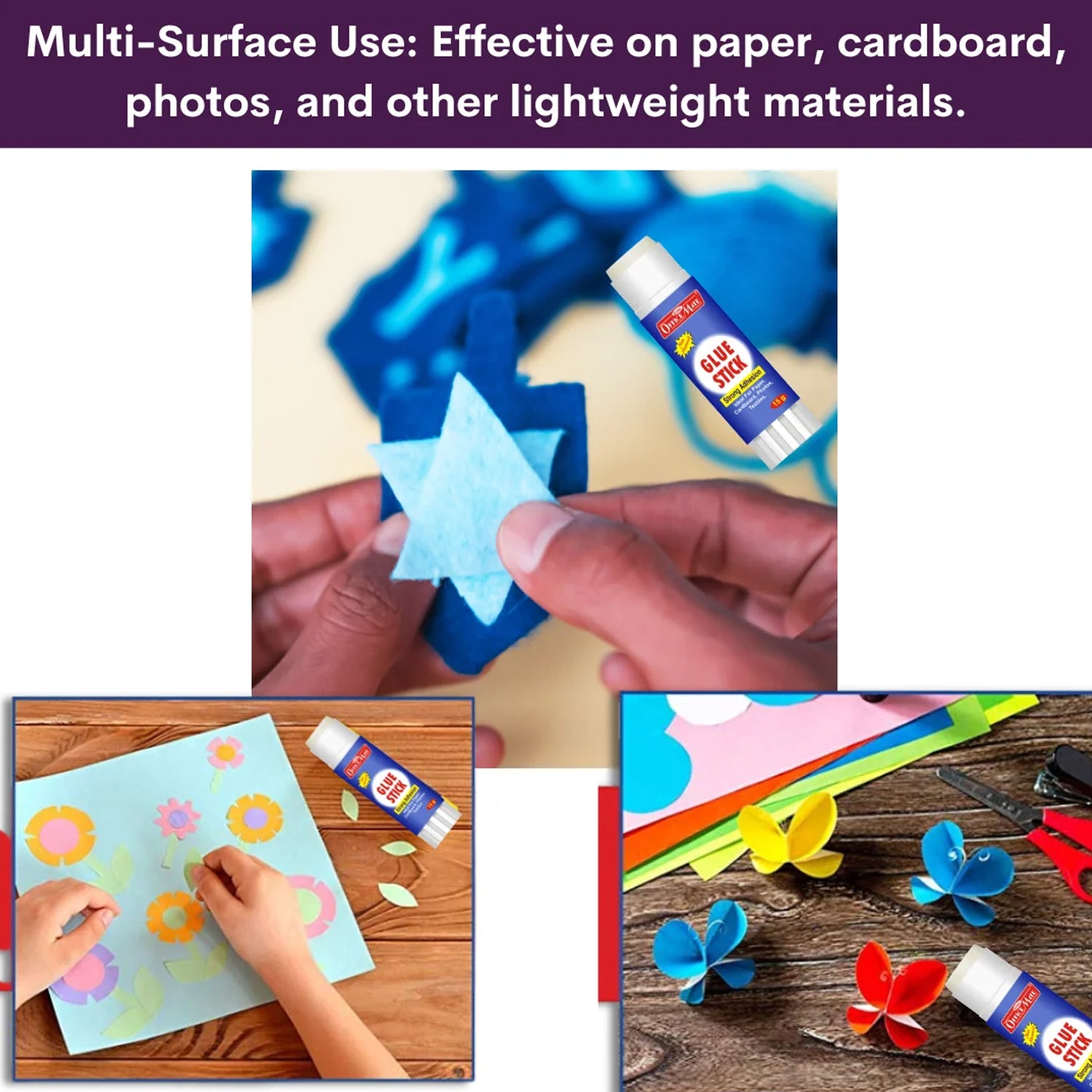 Officemate Glue Stick 15g – Strong Adhesion, Non-Toxic, Smooth & Mess-Free Application