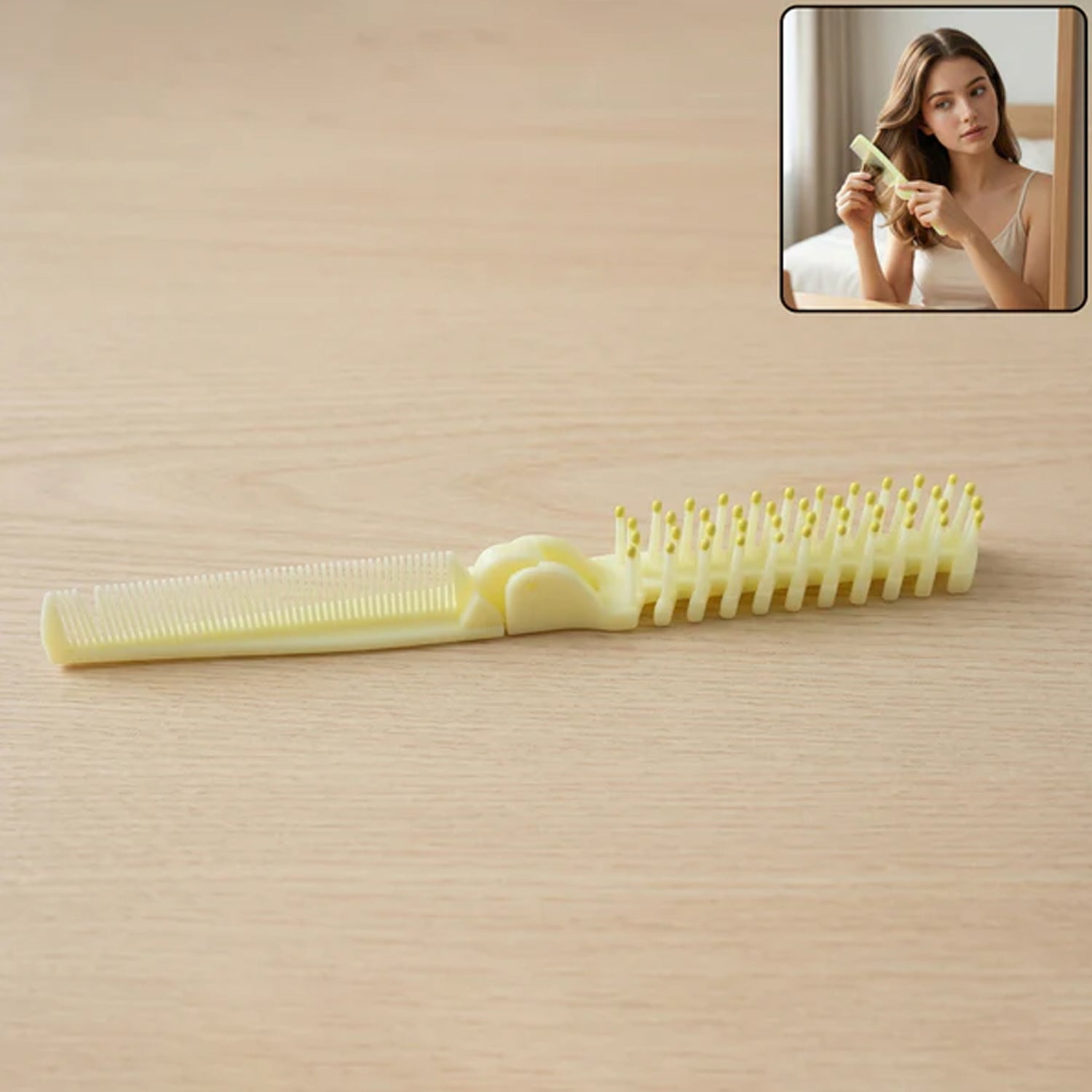 Compact foldable hair comb & brush ideal for travel
