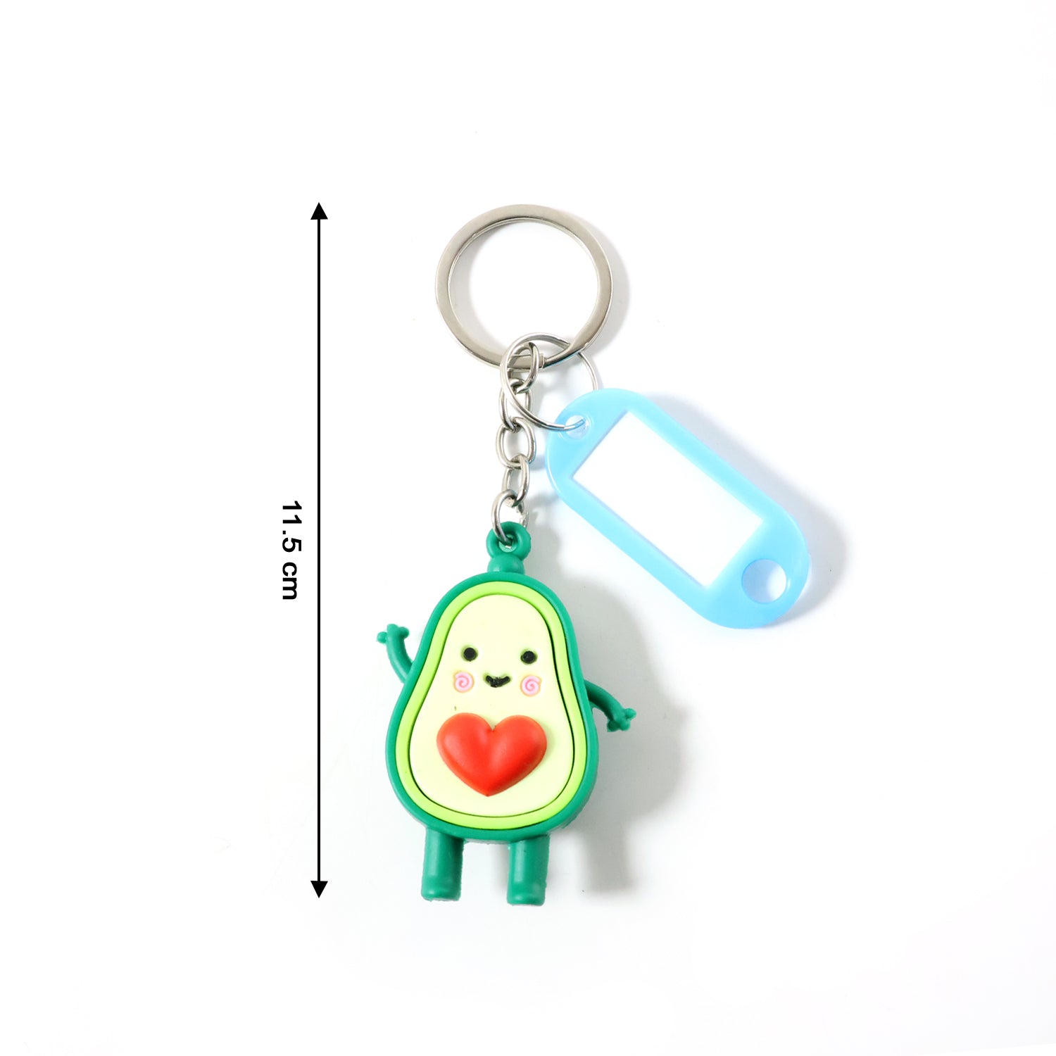 Cute Avocado Cartoon Keychain with Name Tag Holder (1 Pc)