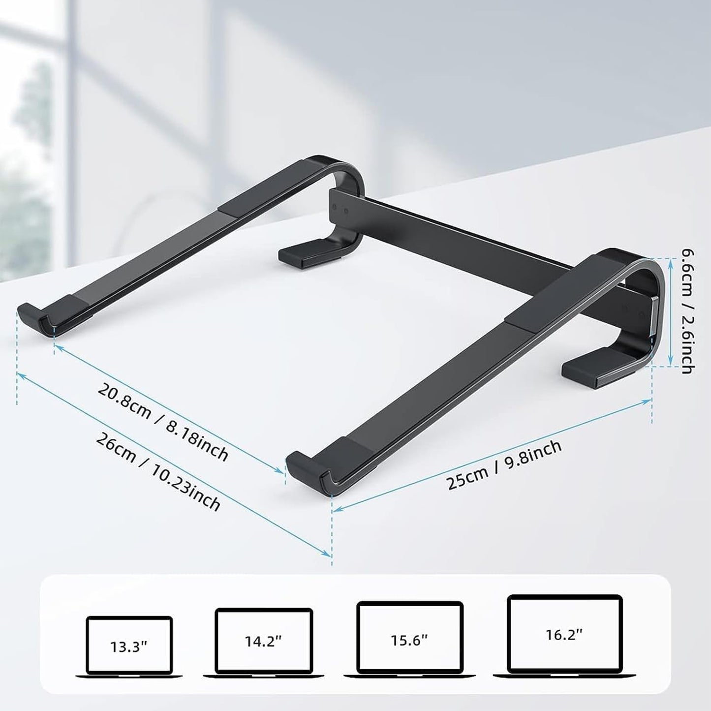 Fixed Metal Laptop Stand for Desk (25 × 26 cm)