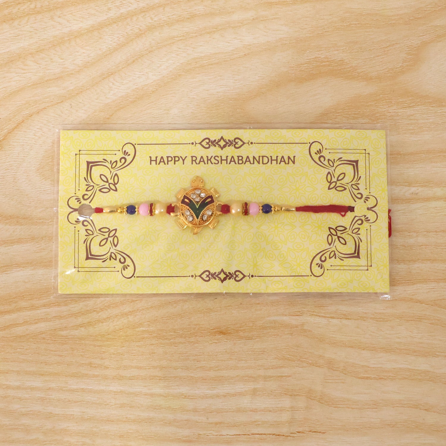 Traditional Tortoise Charm Rakhi presented for gifting