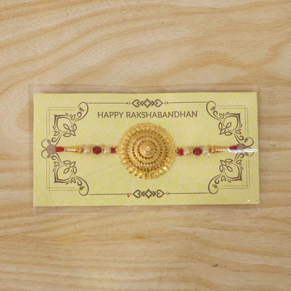 The OM Symbol Rakhi presented elegantly for brothers during the Raksha Bandhan festival.