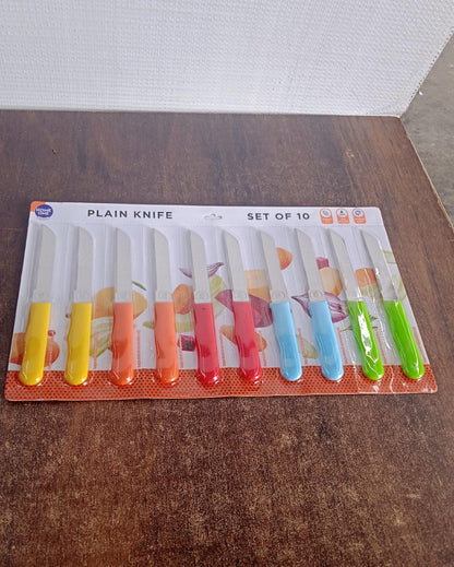Premium Quality Stainless Steel Handle Plain Knife (10 Pc / 1 Set)