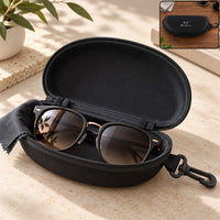 Hard Shell Sunglasses Case with Zip and Clip for Travel Use (1 Pc)