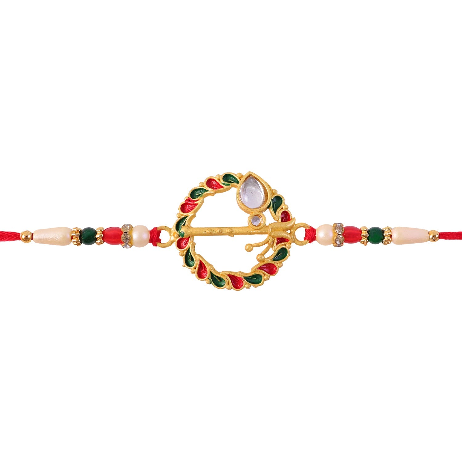 Krishna Flute Rakhi Traditional Design with Colorful Leaf Beads (10pcs)