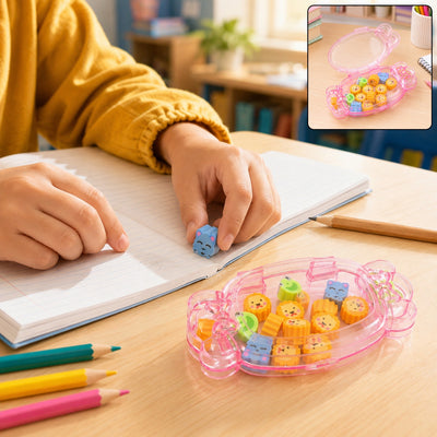School Eraser Set – 15 Multi-Design Rubber Erasers | Velvet Wipe
