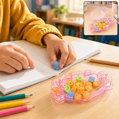 School Eraser Set – 15 Multi-Design Rubber Erasers | Velvet Wipe
