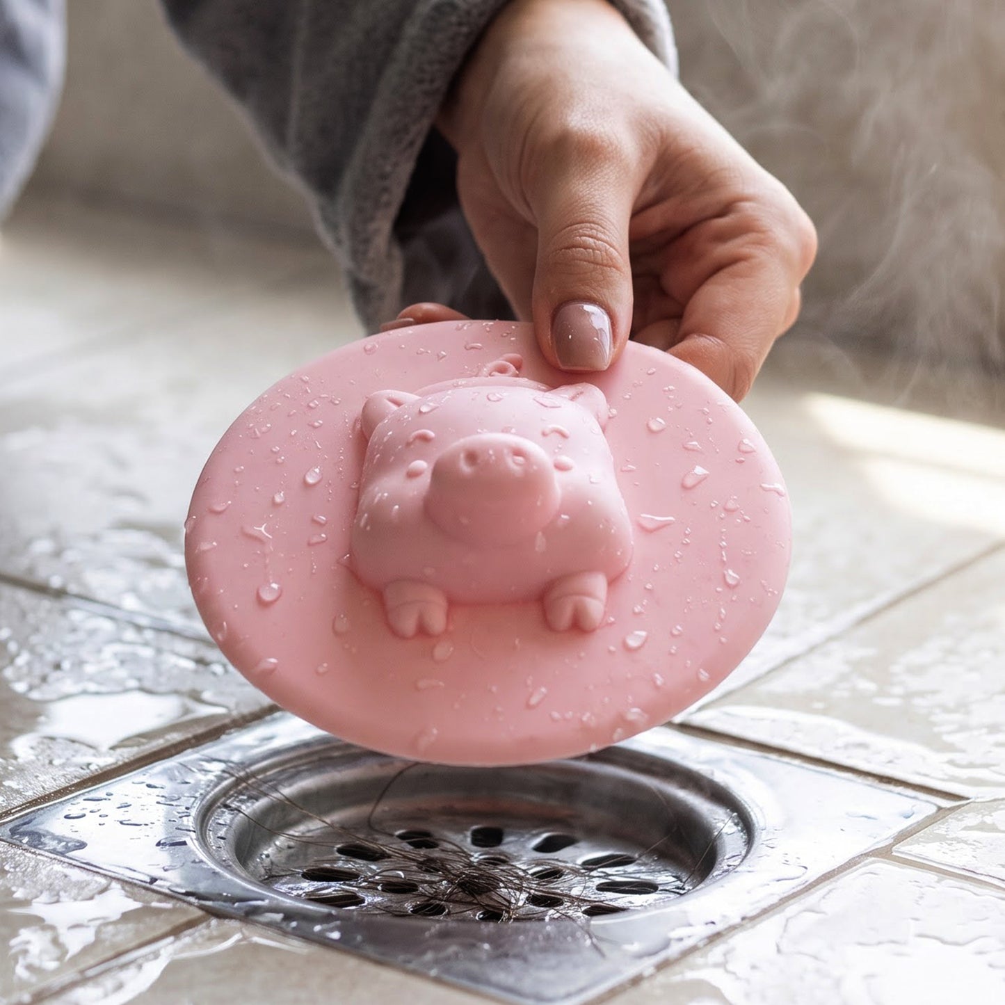 Silicone drain cover lifted from floor drain