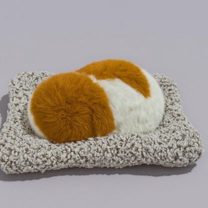 Premium Brown & White Sleeping Puppy Dashboard Toy