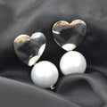 Pearl Heart Earrings – Elegant White Silver Tone for Women & Girls