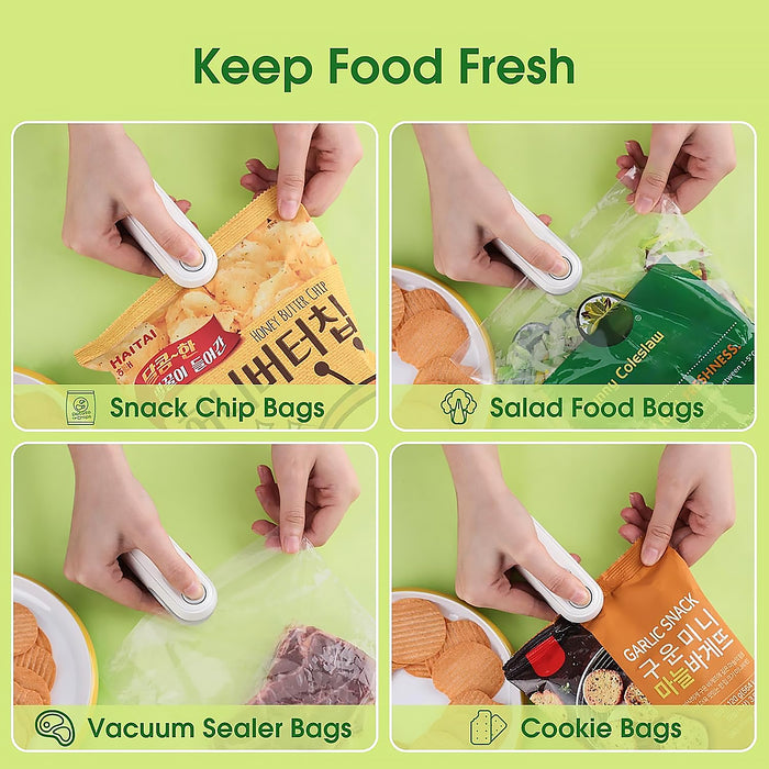 Mini Bag Sealer, 2 in 1 Seal & Cutter Heat Sealers, TYPE-C USB Charging Portable Bag Reseller, Handle Food Sealer, Sealing Machine for Food Storage Plastic Bags Snacks Keep Food Fresh