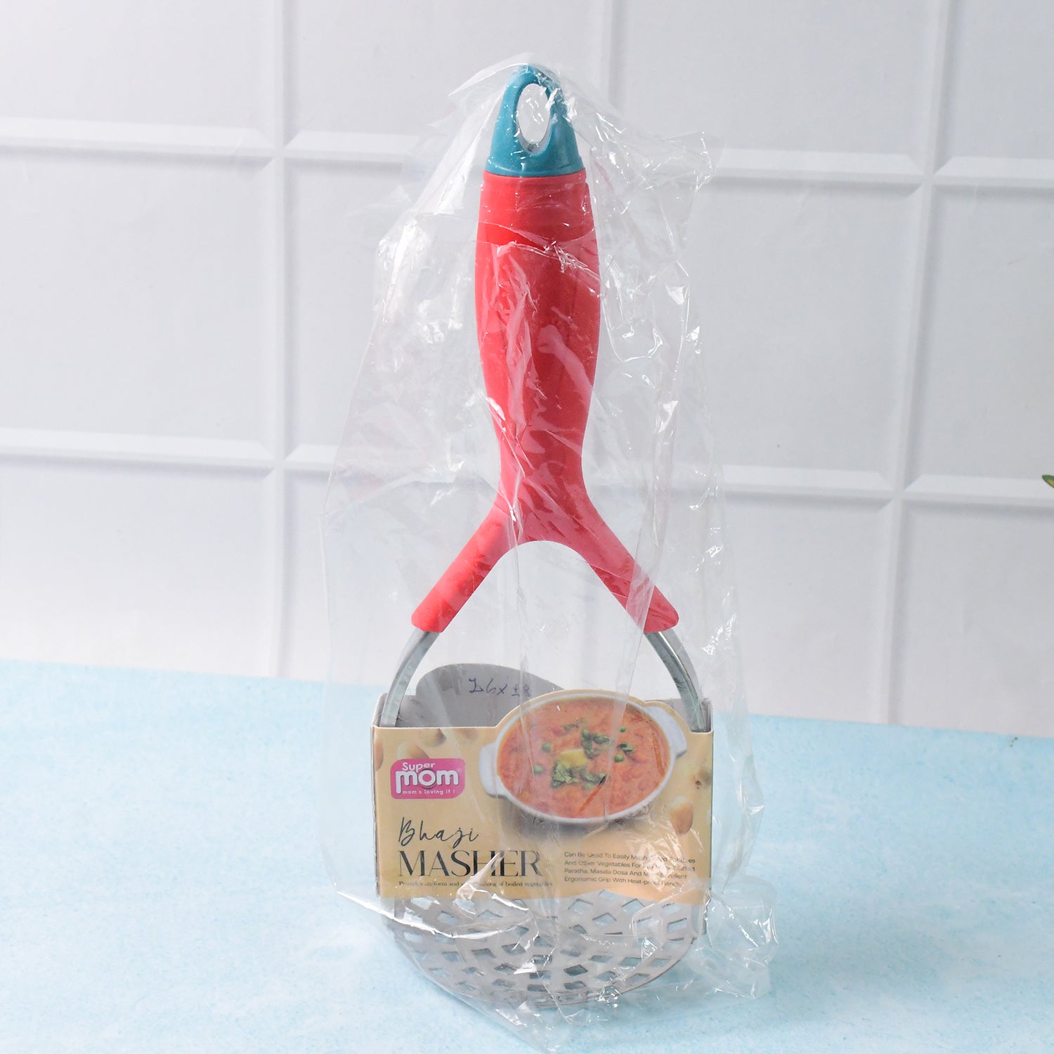 Supermom Kitchen Food Masher | Heavy Duty Masher for Fruits, Veggies & Potatoes | Soft Grip Handle (1 Pc)