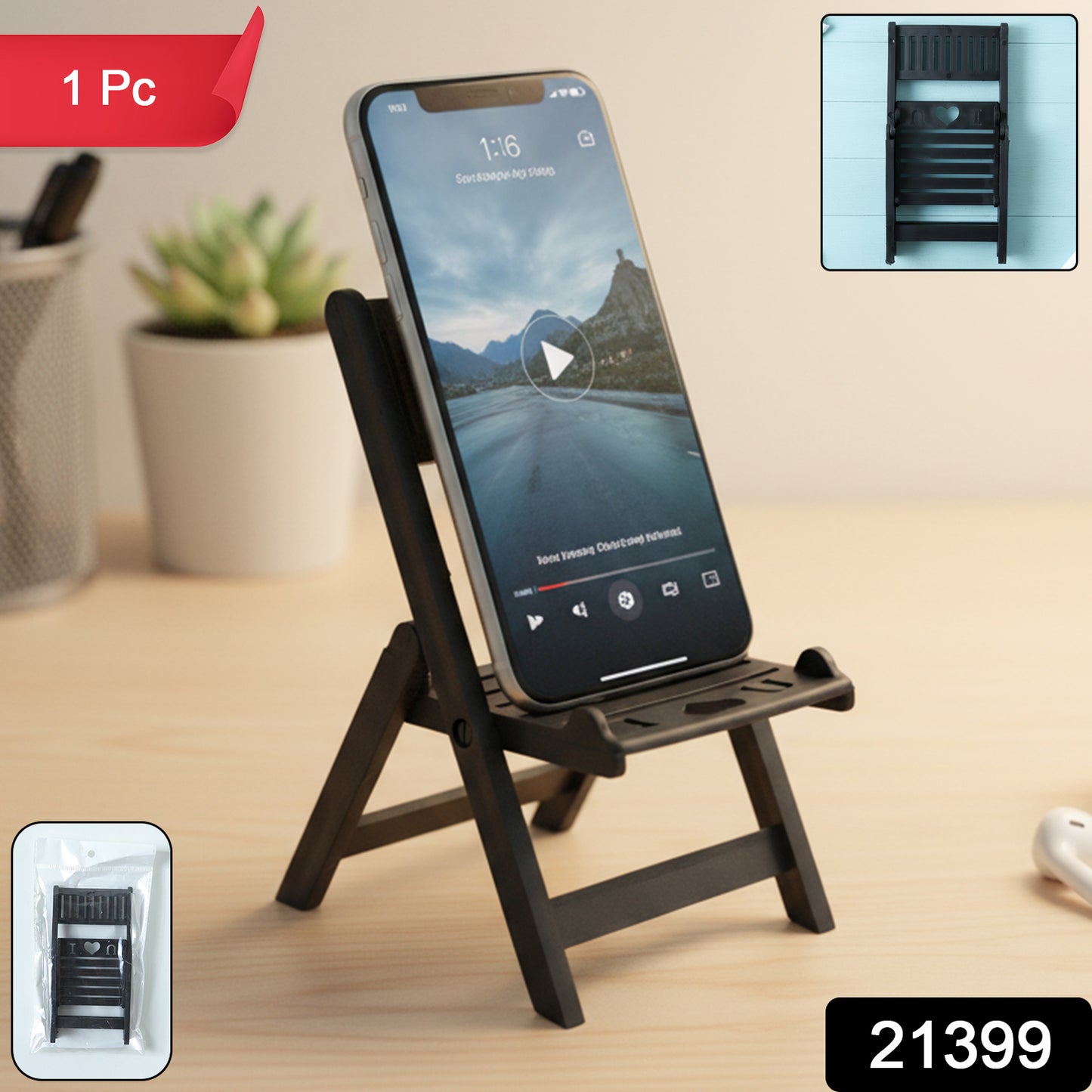 Mini Chair Shape Mobile Stand Holder (1 Pc / Balck Color)