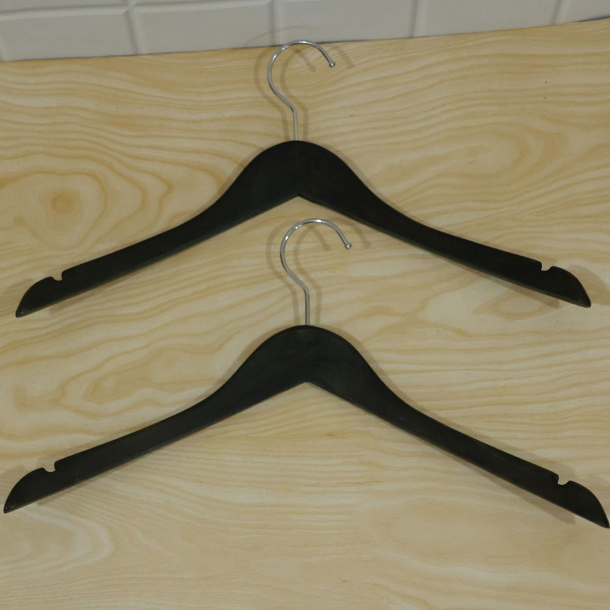 Black Clothes Hangers with Swivel Hook for Shirts and Blazers (2 Pc)