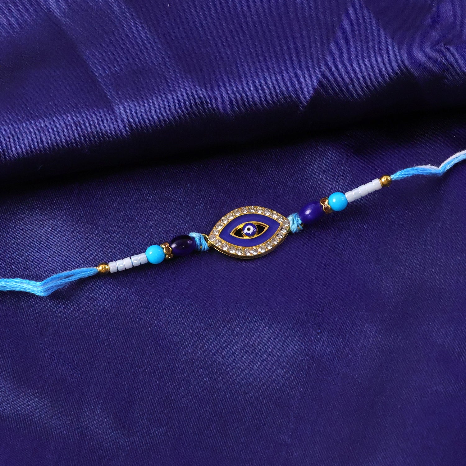 Evil Eye Designer Rakhi with Blue Beads (1 Pc)